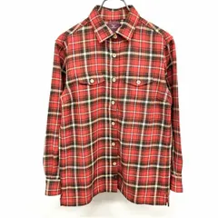 【中古】[印象AB] mizuno OUTDOOR ミズノ アウトドア ネルシャツ レディース S レッド 赤×茶緑×生成り系 ポリ×ウール ボックスカット 両胸フラップポケット ソフトネル 長袖 チェックのサムネイル