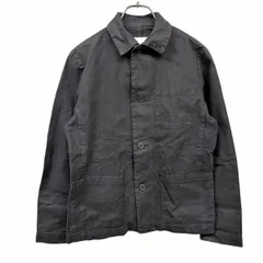 【中古】[印象B] pas de calais パドカレ ステンカラージャケット レディース ブラック 黒 綿100% コットン 無地 裏地無し ボタン留め 長袖 ボックスカットのサムネイル