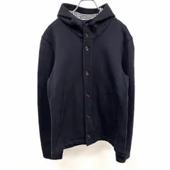 【中古】[印象AB] BEAUTY＆YOUTH UNITED ARROWS ビューティーアンドユース スウェットジャケット / パーカー レディース XL ネイビー 綿100% ハイネックフード 裏地無し 裏毛 ボタン×ダブルジップ 一部ボーダー 長袖のサムネイル