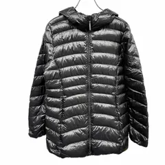 古着 ユニクロ UNIQLO ウルトラライトダウンコート ダウンパーカー 無地 長袖 ナイロン100%(ダウン90%＋フェザー10%) M ブラック レディース