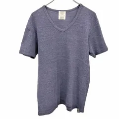 【中古】[印象B] UNITED ARROWS BEAUTY＆YOUTH ビューティーアンドユース Tシャツ レディース M 杢紺 綿100% マイクロリブ ストレッチ スリムフィット Vネック 無地 半袖