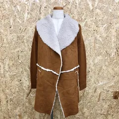 【中古】[印象B] stradivarius ストラディバリウス レディース M ブラウン×オフホワイト ニット×フェイクスウェード ガウンニット ショールカラー 長袖のサムネイル