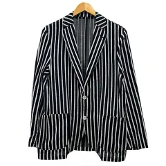 バーニーズニューヨーク BARNEYS NEW YORK テーラードジャケット ブレザー シングル ストライプ 薄手48 紺 ネイビー 白 ホワイトのサムネイル