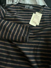 無印良品 ボートネック 長袖 ストライプ Tシャツ