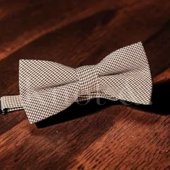 1-eb 蝶ネクタイ ポケットチーフ 2点セット | 千鳥格子 ブラウン系 前撮り メンズ  チェック柄 結婚式