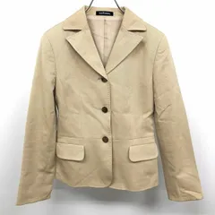 古着 NEW YORKER テーラードジャケット 3つボタン シェル風ボタン 薄手の肩パッド入り 裏地付き 長袖 毛など S 7AR ベージュ レディース