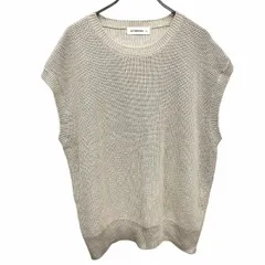 古着 ゴールデンベア Golden Bear リブニット ベスト ノースリーブセーター 無地 丸首 アクリル×綿 LL グレーベージュ系 メンズ(レディース？)