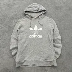 XS アディダス グレー フーディー トレフォイル ロゴ