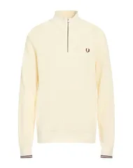 フレッドペリー メンズ アウター ニット・セーター FRED PERRY タートルネック Off White オフホワイト