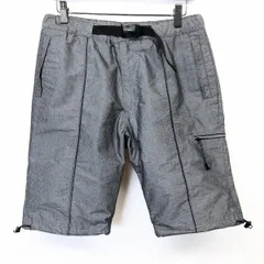 【中古】[印象A] Right-on ライトオン ショートパンツ / ハーフパンツ / ショーツ メンズ M グレー 灰色 ザラ付きのある生地感 テーパード 裾に調節ゴム ジップフライ トップボタンはドットボタン ウエストにゴムとベルト メッシュ裏地 チェックのサムネイル