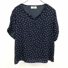 【中古】[印象A] J.PRESS ジェイプレス プルオーバー / シフォンシャツ レディース [B90～94/T162～168] 紺 ポリ100% 薄手 キーネック 裏地付き ドット柄 水玉 半袖のサムネイル