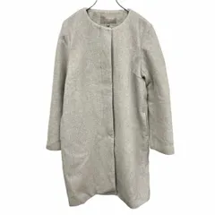 【中古】[印象A] UNITED ARROWS a day in the life ユナイテッドアローズ ノーカラーコート レディース 38 ヘザーグレー ウール100%(ペコラム) ボタン留め 内ポケット無し フライフロント 無地 総裏地 長袖のサムネイル