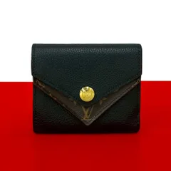 極 美品 LOUIS VUITTON ルイヴィトン ポルトフォイユ ドゥブル レザー 本革 三つ折り財布 コンパクト ウォレット ブラック 黒 36316