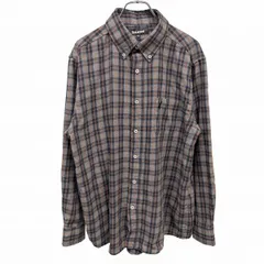 【中古】[印象B] PLAYBOY メンズ LL XL 紺×グレー×茶 ポリ×綿×レーヨン 微起毛 ネルシャツ ビエラ起毛 ボタンダウン 長袖 胸ポケットにウサギの刺繍のサムネイル