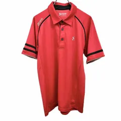 古着 スリクソン SRIXON ゴルフ ポロシャツ ロゴ刺繍 英字 半袖 ラグランスリーブ ポケット無し ポリエステル100% L レッド 赤×黒 メンズ