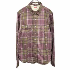 【中古】[印象AB] LEVI'S リーバイス シャツ メンズ S パープル 紫×緑×白 綿100% 一番下のボタンだけフライフロント 隠しボタンダウン 珍ストラップ チェック 両胸ポケット 長袖のサムネイル