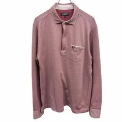 古着 McGREGOR 若干薄手 ポロシャツ 鹿の子 ハーフジップ 一部ストライプ 長袖 綿×ポリ L ヘザーワインレッド 赤系×白×青×ベージュ メンズ