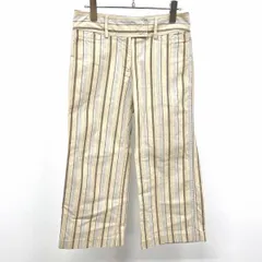 【中古】[印象AB] J.CREW ジェイクルー パンツ レディース 2 グリーンベージュ ベージュ系×茶×紺 綿100% コットン ストライプ 少しフレア ジップフライのサムネイル
