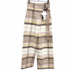 【新品】[印象N] Lily Brown リリーブラウン パンツ レディース M (1) 茶系×ピンク系×ベージュ系×白系 綿×リネン ベルトは脱着不可 ストレート ワイド チェックのサムネイル