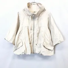 【中古】[印象B] FOREVER 21 レディース M ライトベージュ系 綿100% 若干薄手 バルーン ジップアップ ブルゾン ジャケット 裏地付き ハイネック 5分袖のサムネイル