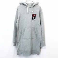 【中古】[印象B] Champion チャンピオン M レディース スウェット プルオーバー パーカー フーディー ワンピース チュニック 裏毛 長袖 綿100% ヘザーグレー
