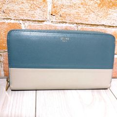 CELINE トリフォールド マルチファンクション 長財布 ブルー レザー