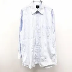 【中古】[印象AB] LANVIN ランバン ドレスシャツ / ワイシャツ メンズ 41-80 ネイビー×ホワイト 紺 綿100% ストライプ 長袖 胸ポケット ロングテールのサムネイル
