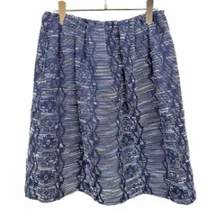 古着 ニコアンド niko and ... スカート ネイティブ柄 マイクロボーダー ウエストゴム 裏地付き 綿100% M (3) ブルー 青×紺 レディース