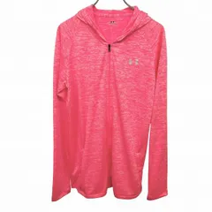 古着 アンダーアーマー UNDER ARMOUR 薄手 パーカー ジップアップ ラグラン 長袖 カットソー ポリ100% LL XL ヘザーピンク レディース