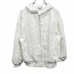 【中古】[印象AB] Arnold Palmer アーノルドパーマー 幾何学柄レースパネルジャケット / パーカー レディース L オフホワイト ポリ100%(裏地：綿100%) フルジップ ポケット無し 長袖のサムネイル