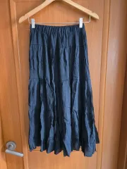 ブラック 薄い ティアード ロング丈スカート