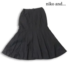 niko and... ニコアンド 春夏★ リネン レーヨン ロング ドレープ マーメイド フレア スカート Sz.L レディース 黒