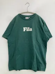 FILA フィラ Tシャツ/カットソー F グリーン 前面プリント ブランドロゴ ミドル丈 半袖 クルーネック(丸首)