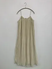 ZARA ザラ ワンピース USA S アイボリー 無地 レース 袖なし ロング・マキシ丈 プリーツ