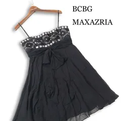 BCBG MAXAZRIA マックスアズリア 春夏★ シルク スパンコール シフォン キャミソール ワンピース Sz.4 レディース 黒