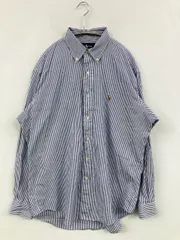 Ralph Lauren ラルフローレン シャツ/ブラウス 15 1/2-34 ブルー ストライプ柄 ワンポイント ミドル丈 長袖 ボタンダウン レギュラーカラー
