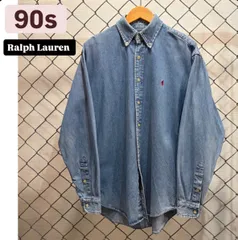90s Ralph Lauren BLAIRE デニムシャツ ポニー刺繍 90年代　ラルフローレン　ボタンダウンシャツ　デニム　古着　ヴィンテージ　アメリカ古着　メンズ　レディース　メンズ古着　レディース古着　人気モデル　アメカジファッション　ライトブルー　S