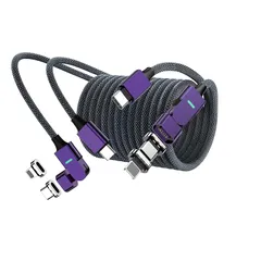 【新品】 充電ケーブル マグネット USB-Cケーブル PD100W対応【2本入り 1.2m+2m】TYPE-C/TYPE-L USBケーブル 5A急速充電 高速データ転送 片手操作 led通電指示 ナイロン編み設計 防塵磁石 i製品/Android/ノー 1