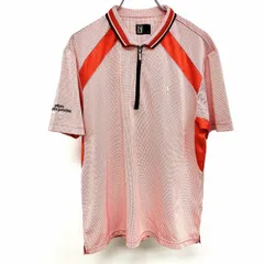 【中古】[印象A] TOURSTAGE ツアーステージ ポロシャツ メンズ L オレンジ ポリ100% ゴルフ ハーフジップ 浅襟 ロゴ刺繍 英字 文字 半袖 ショートスリーブのサムネイル