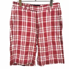 【中古】[印象AB] FAT エフエイティー テーパードショーツ / ハーフパンツ メンズ L (SKINNY) レッド 赤 綿×ポリウレタン ジップフライ トップボタンがドットボタン 薄手 シャツ生地 ショート チェックのサムネイル