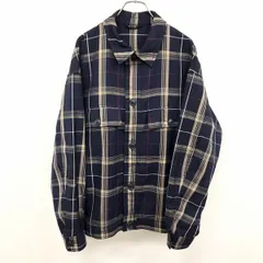 古着 niko and ... ニコアンド L メンズ(レディース？) シャツジャケット チェック 長袖 ポリ×レーヨン ネイビー×ベージュ×レッド 紺
