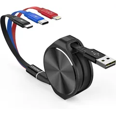 【新品】 3in1 充電ケーブル 巻き取り式 3イン1 充電コード 135cm 3A急速充電対応 超高耐久 USB Type C ケーブル Micro USB ケーブル Phone Android タイプC iPhone 各種対応
