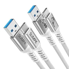【新品】 SUMPK 1m USB Cケーブル 2本、60W高速充電＆10Gbpsデータ転送、Type C充電ケーブル Android Auto、CarPlay、Samsung Galaxy、iPad、MacBook、iPhone 15などに対応（ホワイト 0