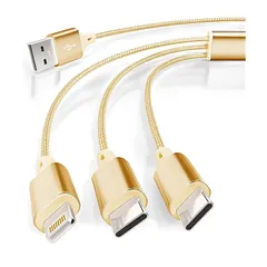 【新品】 inklink公式 選べる3タイプ 9カラー コンパクトヘッド 3in1 充電ケーブル 急速 1.2m 充電コード 3 in 1 超高耐久 USB-C Type-C MicroUSB 3台同時充電 iPhone Android タイプC 各種対応【日