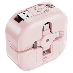 【新品】 3in1 充電ケーブル 巻き取り式 マルチ充電ケーブル 4.5A[MFi認証] 急速充電 ライトニング/USB-C/Micro 巻き取り スマホスタンド付き usb リール iPhone 17 16 15 14 Pro Max/Pad/Pods,シャ