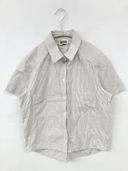 DIESEL ディーゼル シャツ/ブラウス S ホワイト コットン ストライプ柄 ミドル丈 半袖 レギュラーカラー