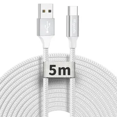 【新品】 USB Type C ケーブル【5m 白】etguuds タイプc ケーブル 長い USB-C 充電ケーブル 高耐久ナイロン タブレット/スマートホン/防犯カメラ/コントローラー, その他Android USB Type-C機器対応 データ転送に 1