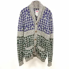 【中古】[印象AB] LEVI'S リーバイス ニット / カーディガン レディース S 黒×オフホワイト×緑×紺 綿×ウール ボタン留め ショールカラー スリムフィット フォークロア 長袖のサムネイル