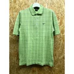 【中古】[印象AB] NIKE GOLF ナイキゴルフ メンズ M グリーン×ネイビー 緑色 綿100% ポロシャツ 鹿の子 チェック柄 ワンポイントロゴ刺繍 カットソー 半袖のサムネイル