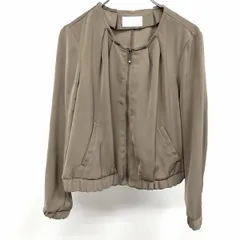 【中古】[印象AB] index インデックス ブルゾン / ジップジャケット レディース M ダークベージュカーキ系 ポリ100% ノーカラー 薄手 襟タック 裏地無し 無地 長袖のサムネイル